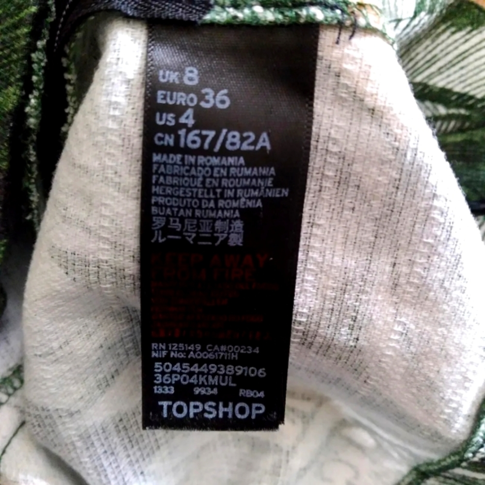 Topshop Palm Frond Tropical romper shortalls, size 4 - Picture 7 of 9